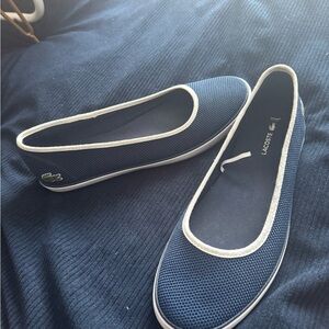 Lacoste Women's Blue Flats with White Trim